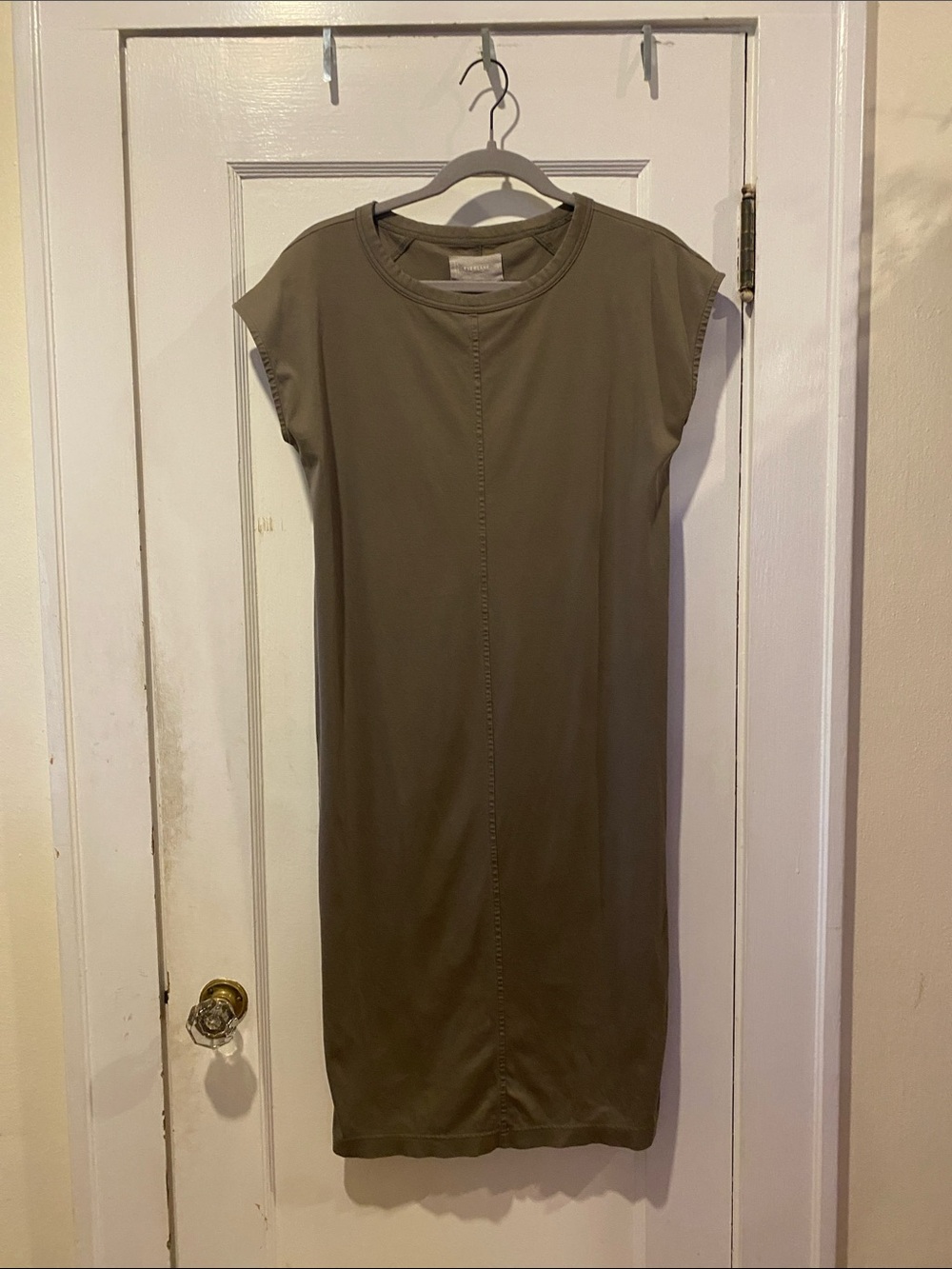 Everlane Olive/gray Cap-Sleeve Midi Dress